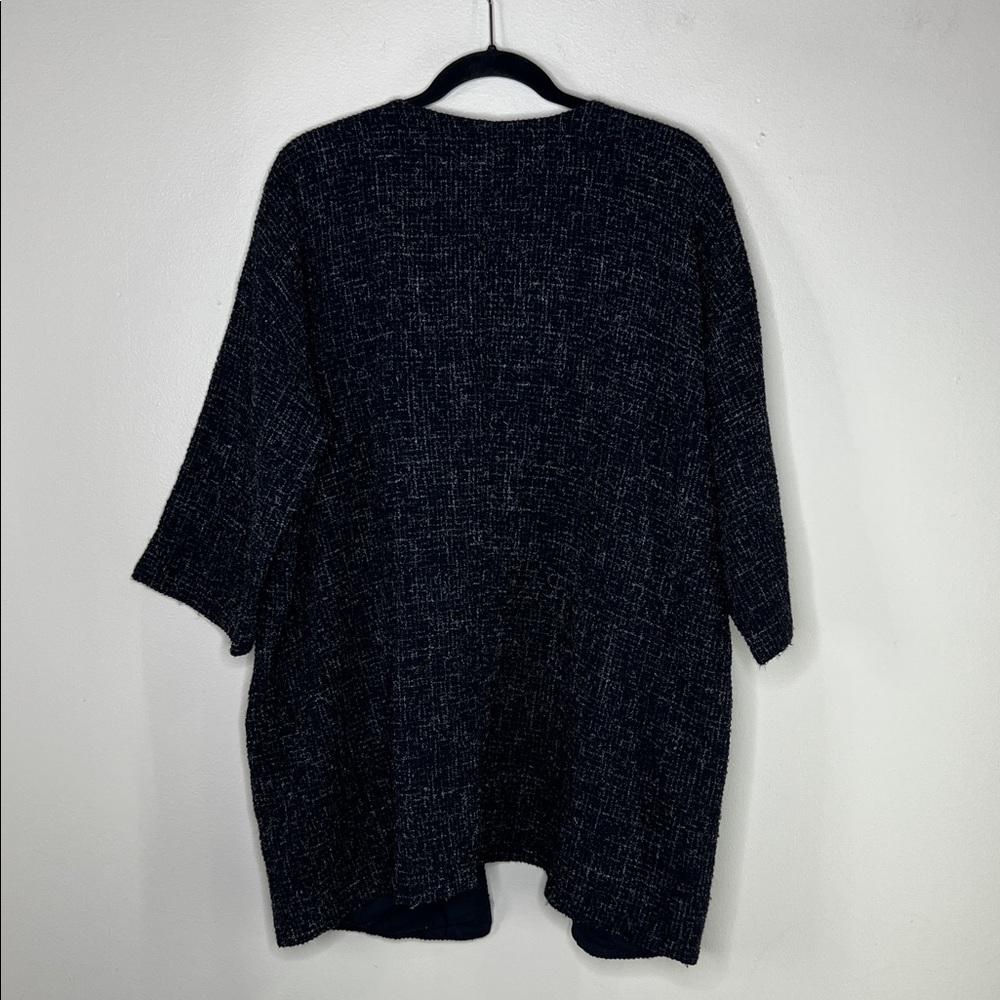 Eileen Fisher Briar Patch Black Wool open front 3/4 sleeve Jacket Blazer size XL - Picture 11 of 13